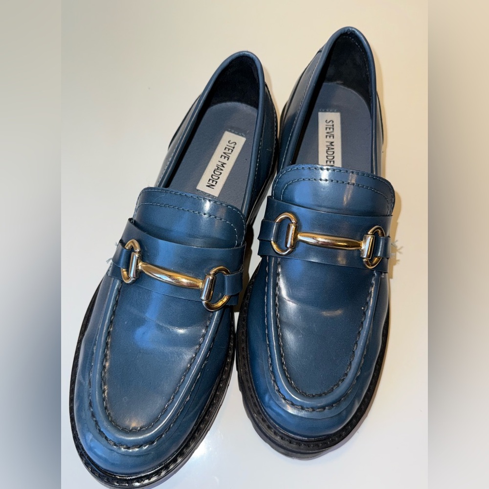 STEVE MADDEN MISTOR BLUE LOAFER LUG SOLE WOMENS SZ 8 - Picture 2 of 8